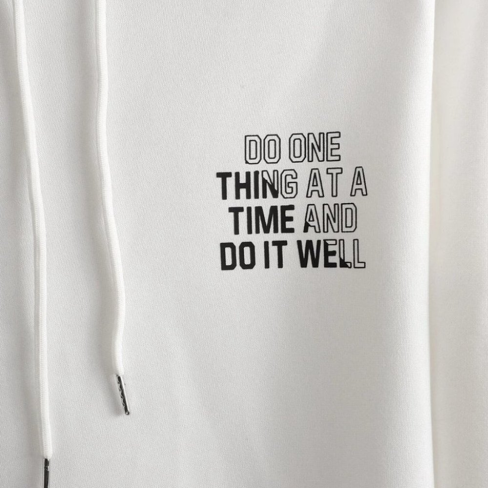White Mens Hooded Sweater - Picture 7 of 7